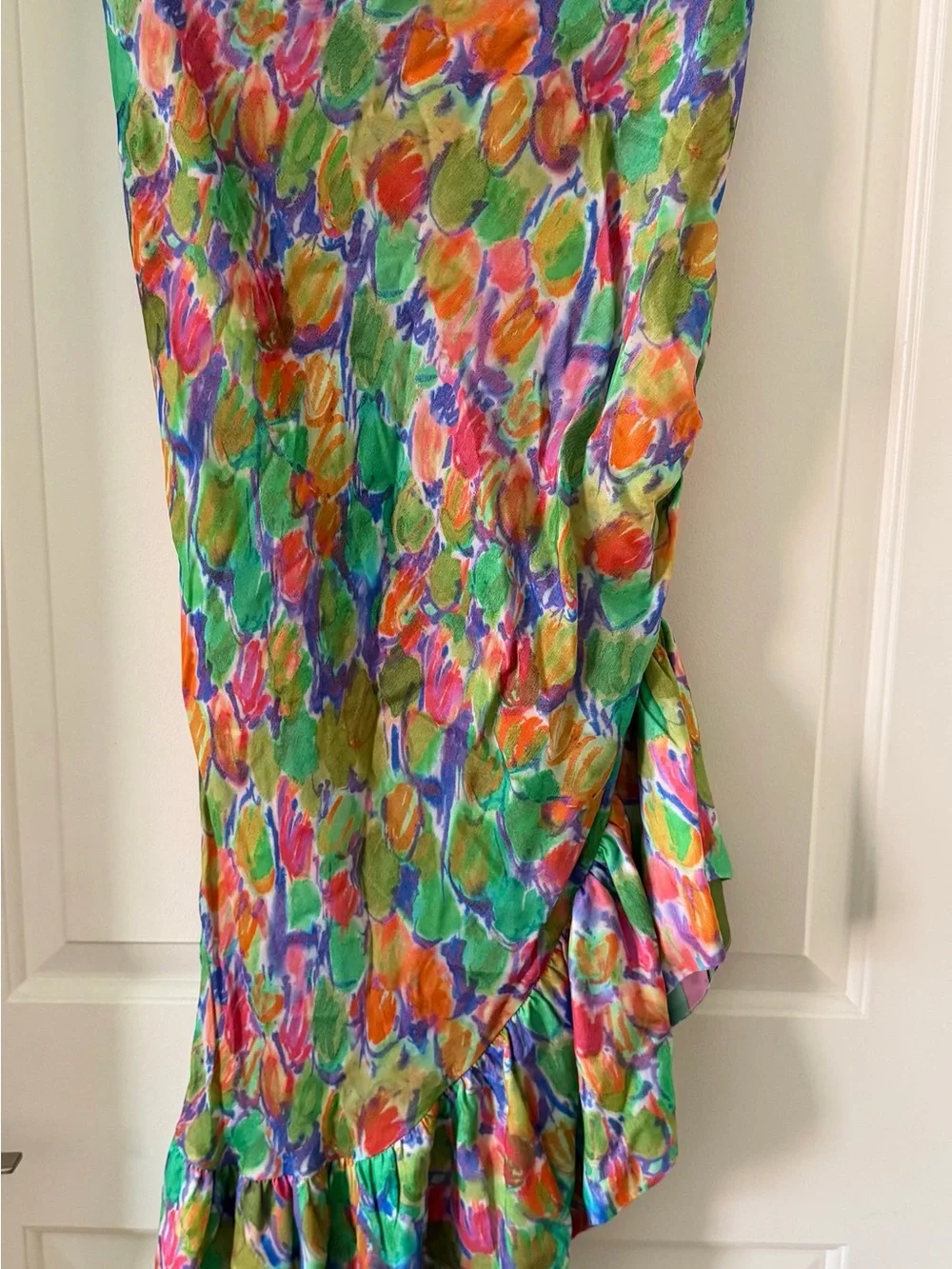 High-Low Floral Ruffle Midi Skirt - Multi Color - Picture 6 of 6